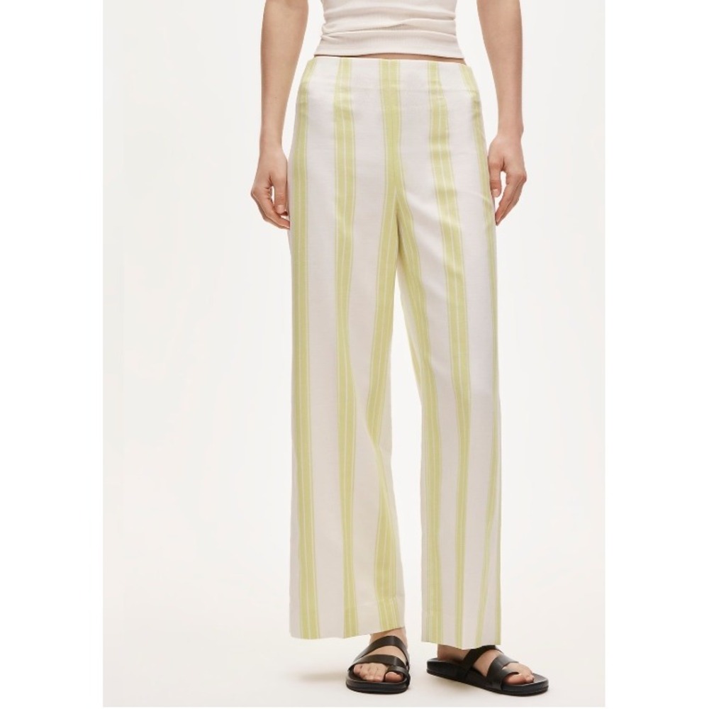 J.CREW Rori Pant in Stripe Size 4T Tall Ivory Melon Zest Linen Blend Chic CU915